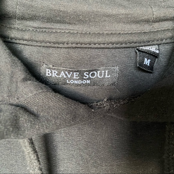 Brave Soul Hooded Pullover Sweatshirt in Black Size M - Picture 3 of 8